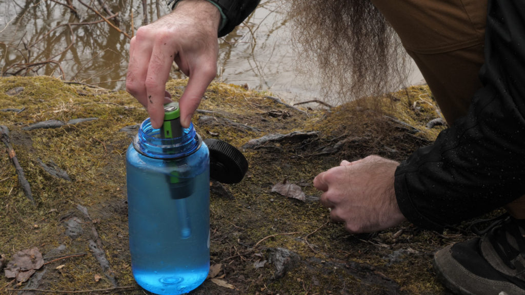 Steven using Steripen UV water purifier