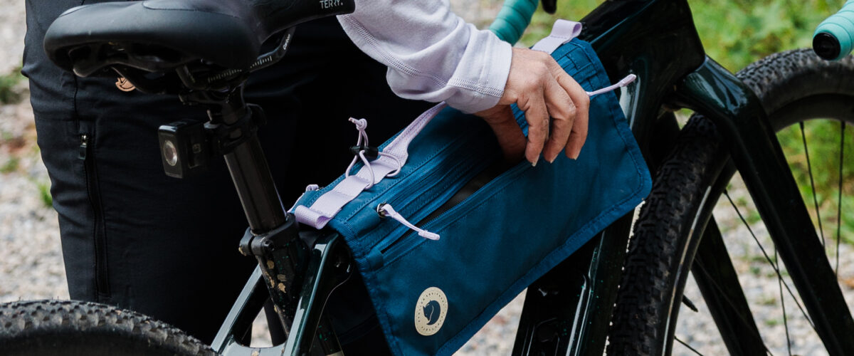 person on bike using Fjallraven Hoja Bike Frame Bag