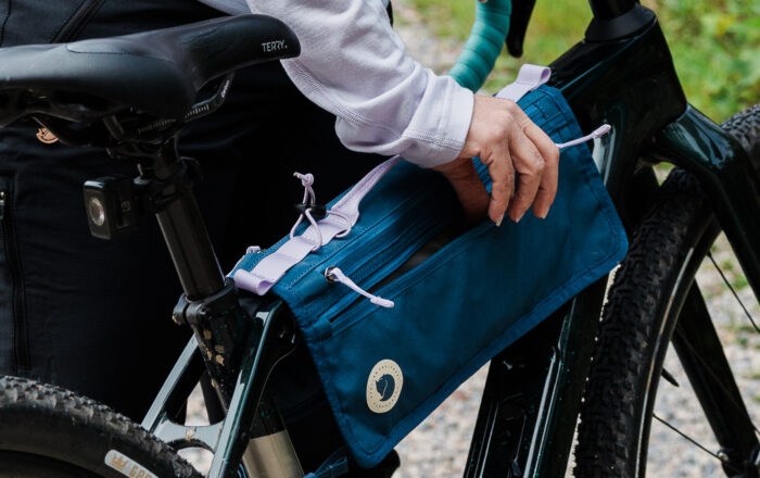 person on bike using Fjallraven Hoja Bike Frame Bag
