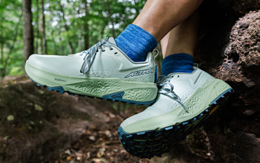 Closeup of running shoes outdoors