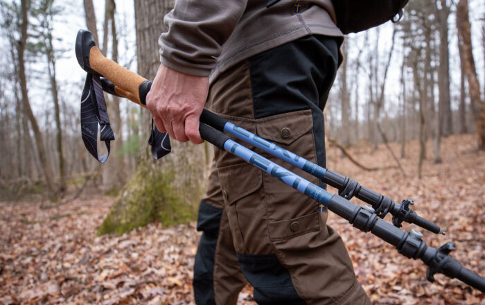 person outdoors using LEKI trekking poles