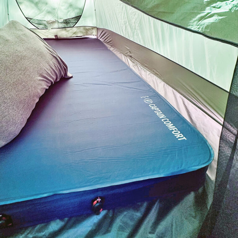 sleeping pad inside camping tent