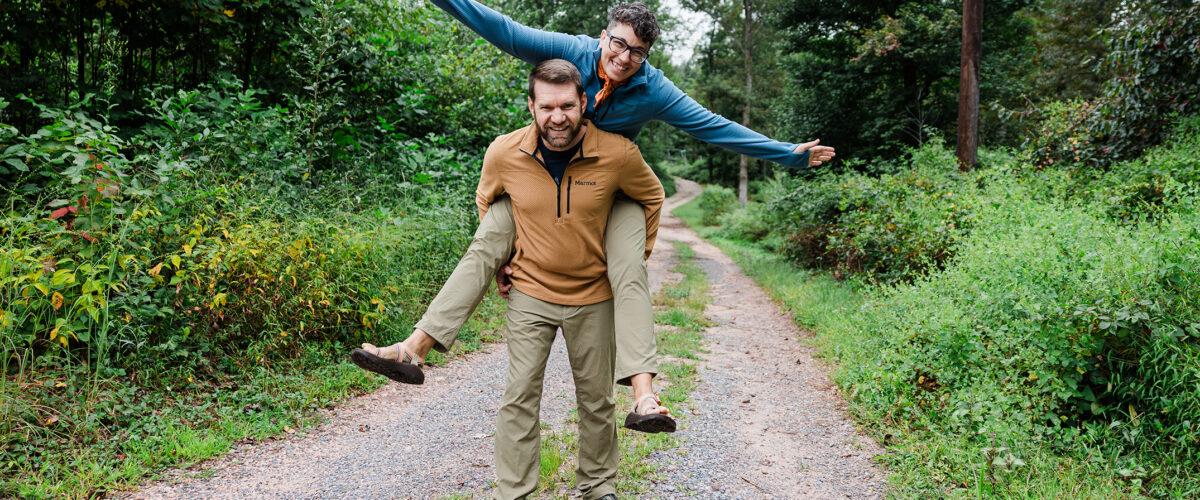 Two happy people outdoors