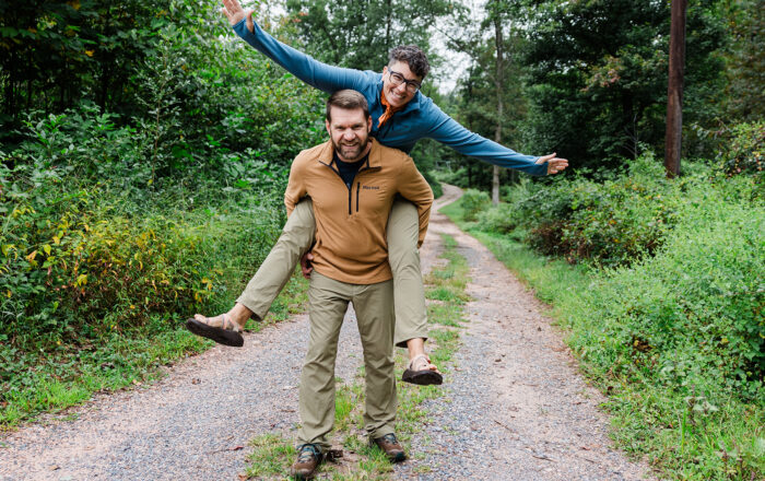 Two happy people outdoors