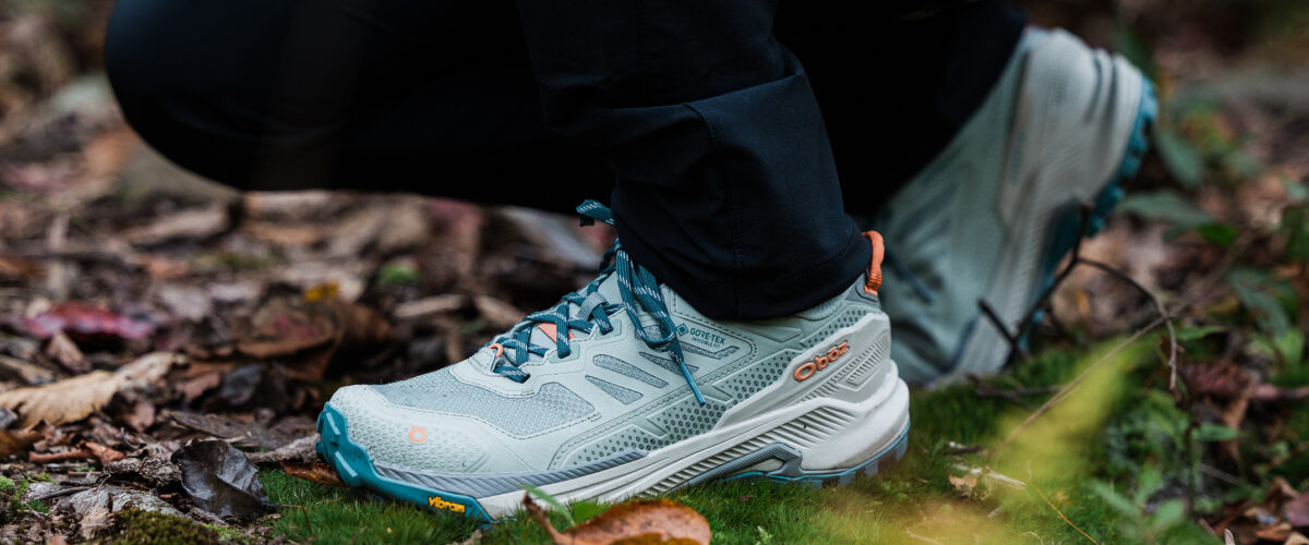 Closeup of Oboz Katabatic RT Low outdoors