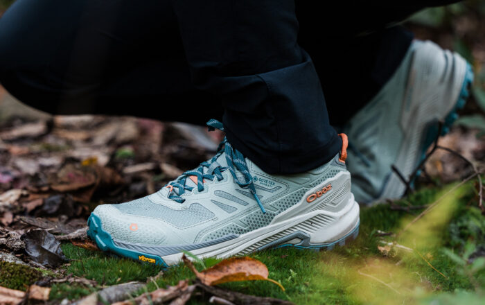 Closeup of Oboz Katabatic RT Low outdoors