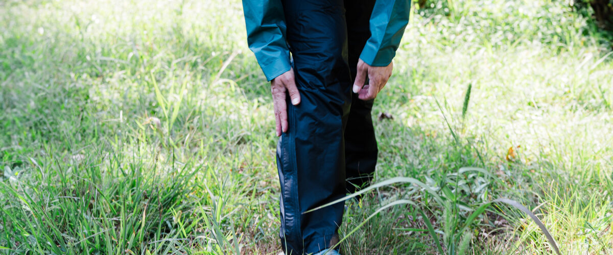Person outdoors wearing Outdoor Research Helium UL Gaiters