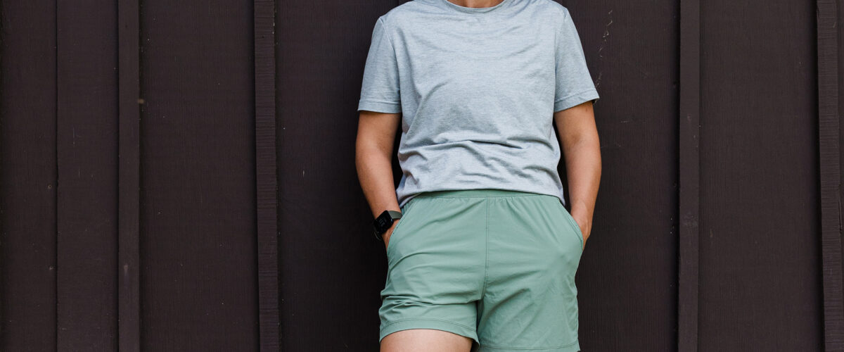 woman outdoors wearing Rab momentum shorts