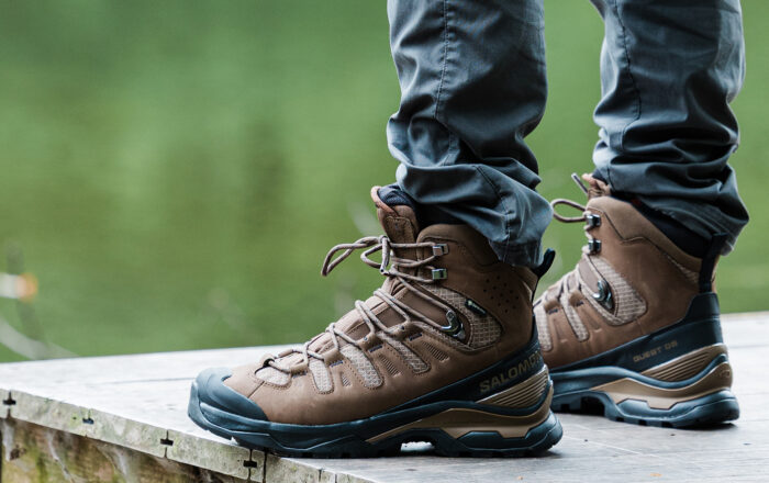 Closeup of Salomon Quest 5 GTX boots outdoors