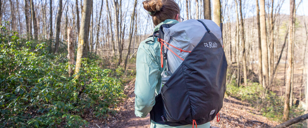 Person outdoors with Rab Syclon pack